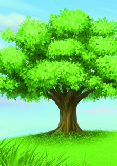 绿树手绘树木背景装饰