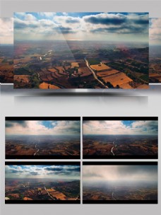 云层照射下美丽乡村景色视频素材