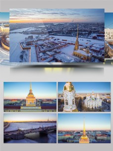 城市风景冬季风光俄罗斯乌兰乌德城市风光景观航拍