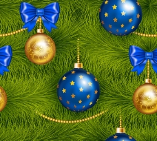精美松树蓝色圣诞球矢量素材