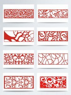 纸纹中国风红色传统剪纸窗户花纹装饰图案