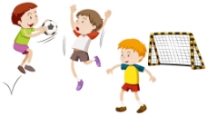 儿童运动足球运动可爱的卡通儿童插画矢量素材