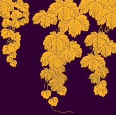工笔画金色叶子背景