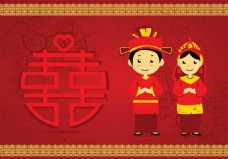 中式红色婚庆中国式婚礼矢量背景