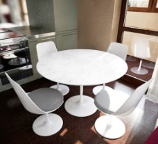 白色圆桌椅3D模型图片