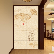 中式玄关壁纸效果图