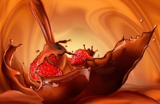 PSD分层素材动感草莓巧克力奶psd分层素材