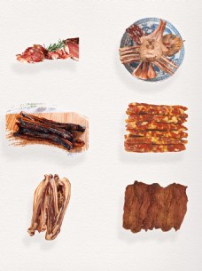 美味食品中式传统飘香美味腊味食品装饰图案