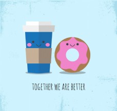 可爱咖啡和甜甜圈