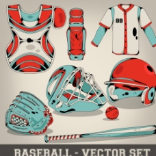 棒球运动元素设计矢量素材图片