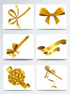 金色飘带素材丝带装饰设计图案集合