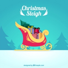 满月礼圣诞雪橇满载礼物的插图