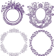欧式边框紫色圆形边框图片