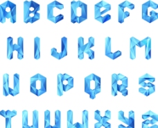 蓝色水晶字母矢量图图片