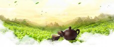 绿化景观清新茶叶文化背景设计