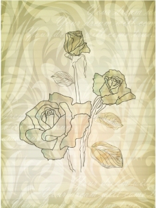 黄色背景手绘玫瑰淡雅玫瑰图片