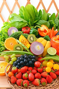 水果蔬菜各种绿色蔬菜和水果