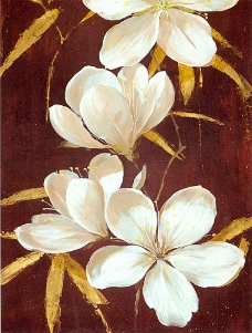白色花白色的茉莉花油画图片