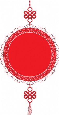 红色圆盘喜庆双头中国结元素