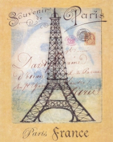 巴黎埃菲尔铁塔彩绘图