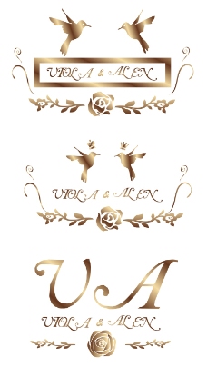 鸟欧式甜美玫瑰婚礼logo