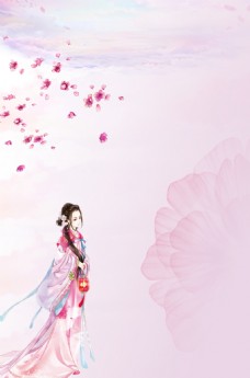花海古典美女花朵海报设计