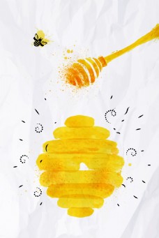矢量质感手绘蜂蜜美食滋补背景