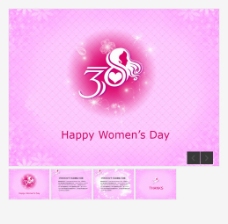 粉红色三八妇女节PPT模板