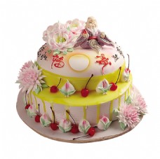 花朵创意创意粉色花朵双层蛋糕图案