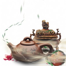 茶杯仙气雅致褐色茶具产品实物