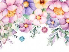 手绘粉红色花卉花草植物装饰素材
