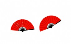 节日红色扇子中国风素材