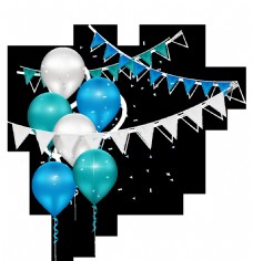 蓝色气球节日装饰素材