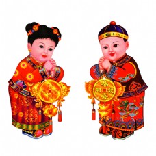 中式喜庆拜年娃娃元素