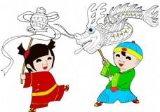 中式春节舞龙素材