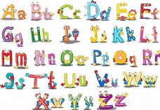 字体彩色26个英文字母数字设计