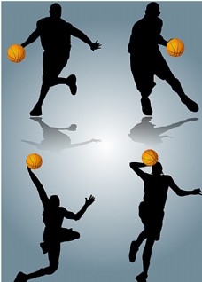 动感篮球运动剪影矢量素材图片