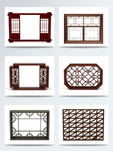 木材中国风木质古典窗户PNG素材