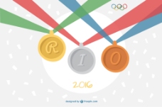 巴西里约2016奥运奖牌背景矢量图