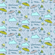 卡通雨伞雨天背景