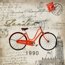 红色自行车邮戳画报