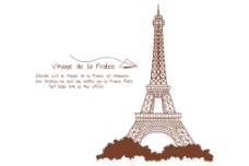 巴黎铁塔埃菲尔矢量素材法国纸飞机卡通手绘