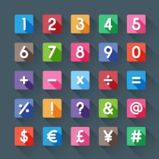 数字符号10方形数字和15个符号矢量素材