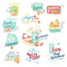 水彩绘夏天饮料图标