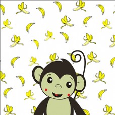 猴子香蕉底纹图案图片