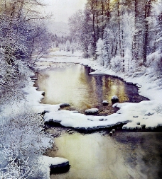油画雪景图片