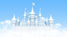 蓝天白云与城堡建筑物创意高清图片