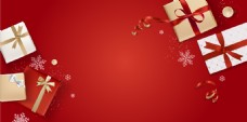 礼物盒节日背景红色质感圣诞节礼物背景