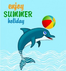 假日愉快愉快的暑假海报AI矢量元素下载