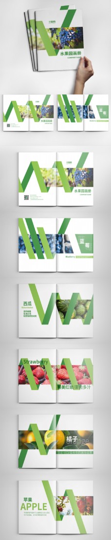 创意绿色水果园画册设计PSD模板